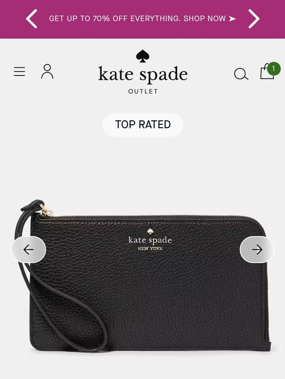 kate spade Black Pebbled Lucy Leather Wristlet Clutch